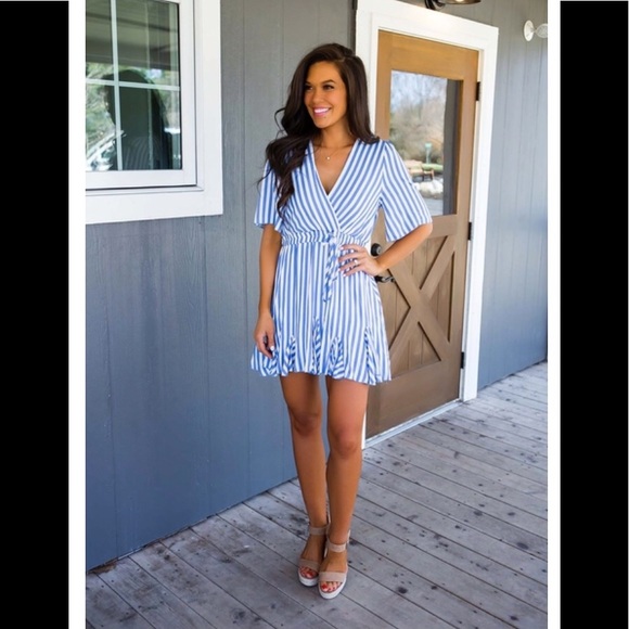 Dottie Couture Dresses & Skirts - ✨NWT! Beautiful Stunning Blue Striped Dress✨